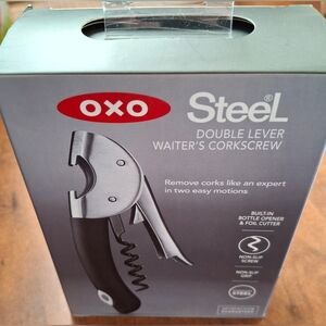 OXO Steel Double Lever Waiters Corkscrew With Bottle Opener - 3110200 - S. Steel